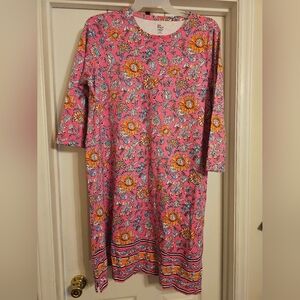 NWT. Kim Rogers Pink and Orange Floral Long Sleeve Dress. Size:XXL.